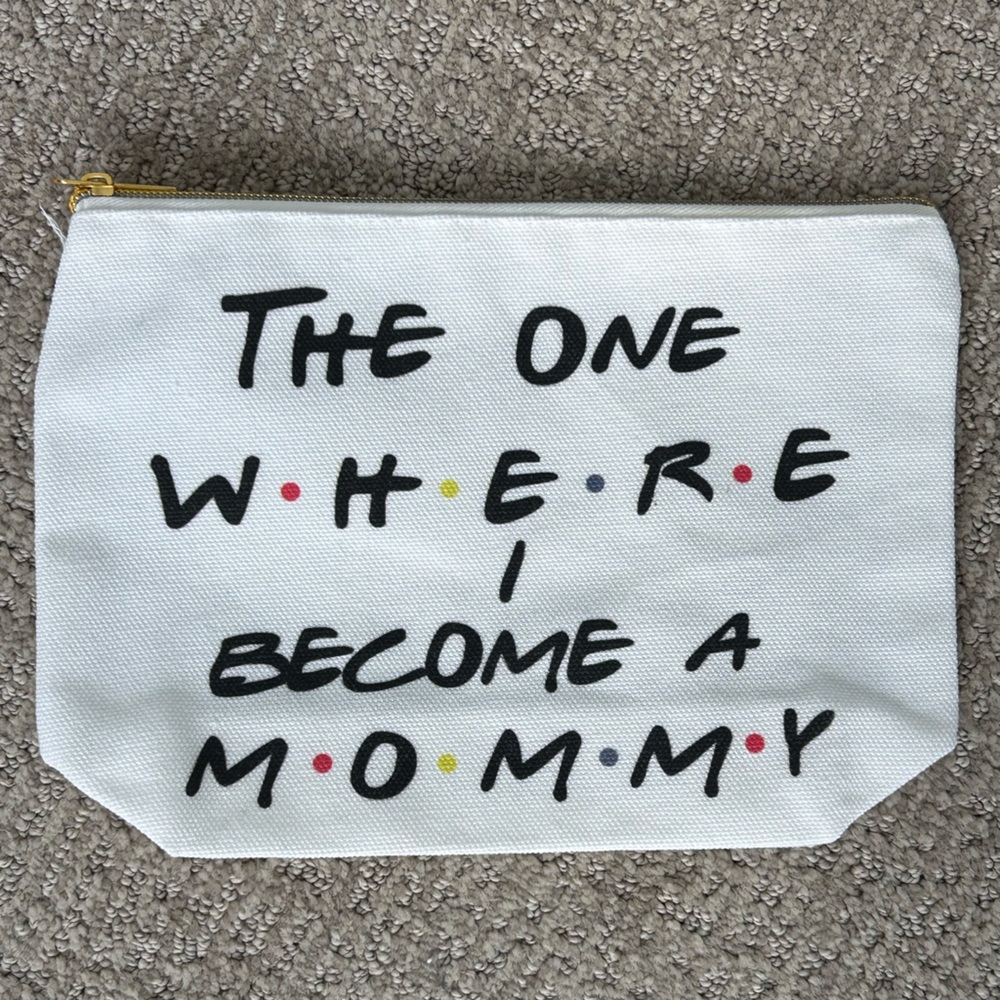 White Canvas Pouch with Friends Themed Baby Shower Gift